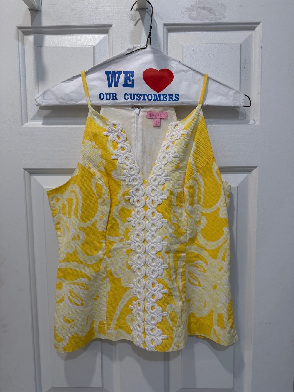 Lilly Pulitzer Yellow & White Floral Lace-Trim Camisole